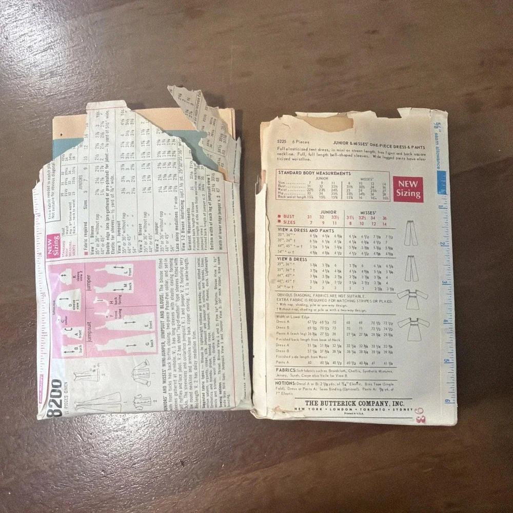 2- Vintage 1960S Sewing Patterns Junior/ Misses Size 9